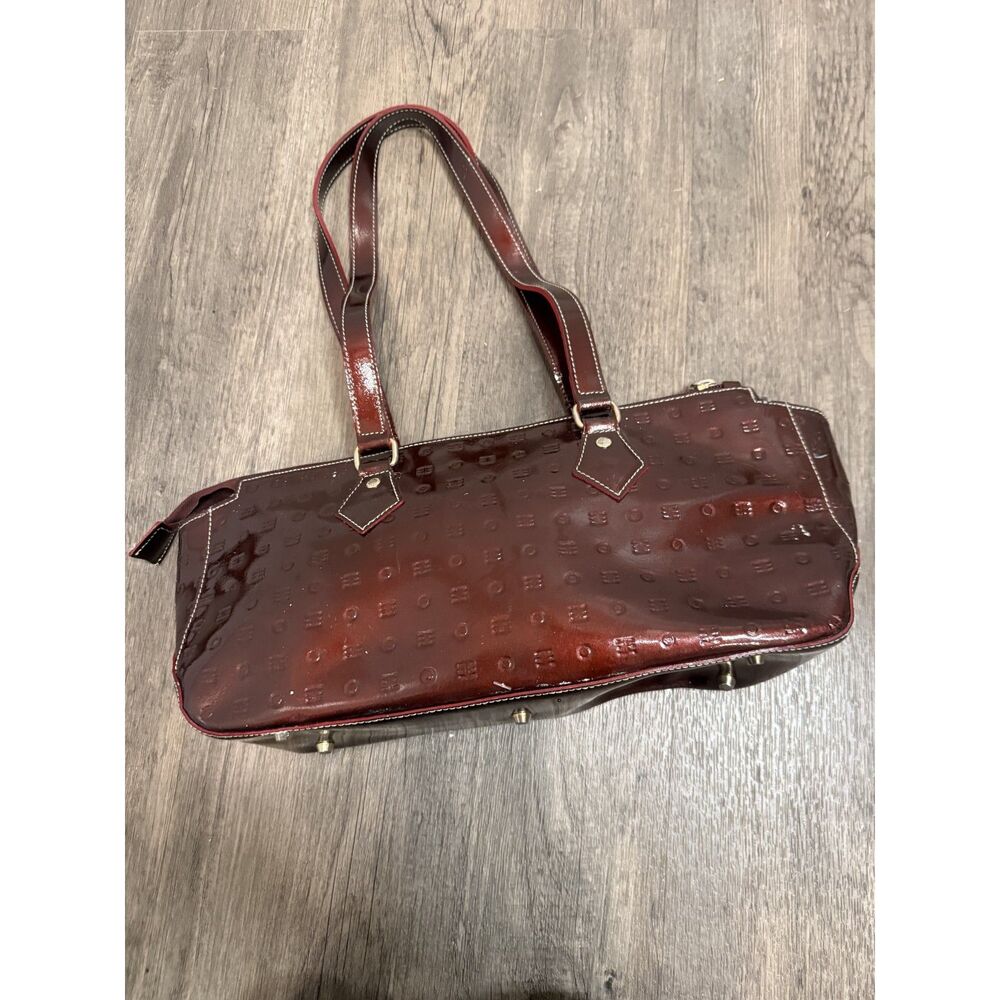 Arcadia Burgundy Patent Leather Shoulder Bag Made in Italy
